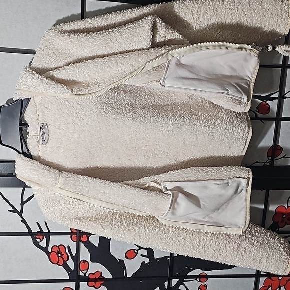 Obermeyer‎ Cream Sherpa Crop Hoodie Jacket Size Medium - Picture 5 of 6